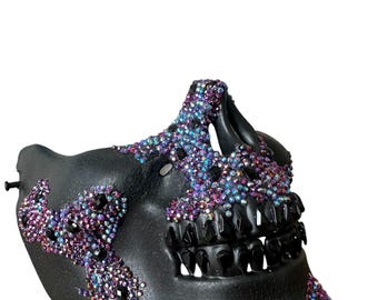 Custom Gem Skull Mask: Purple Rhinestone Halloween Costume
