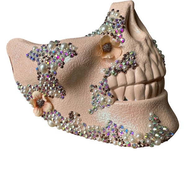 Máscara de calavera con diamantes de imitación: disfraz para festival