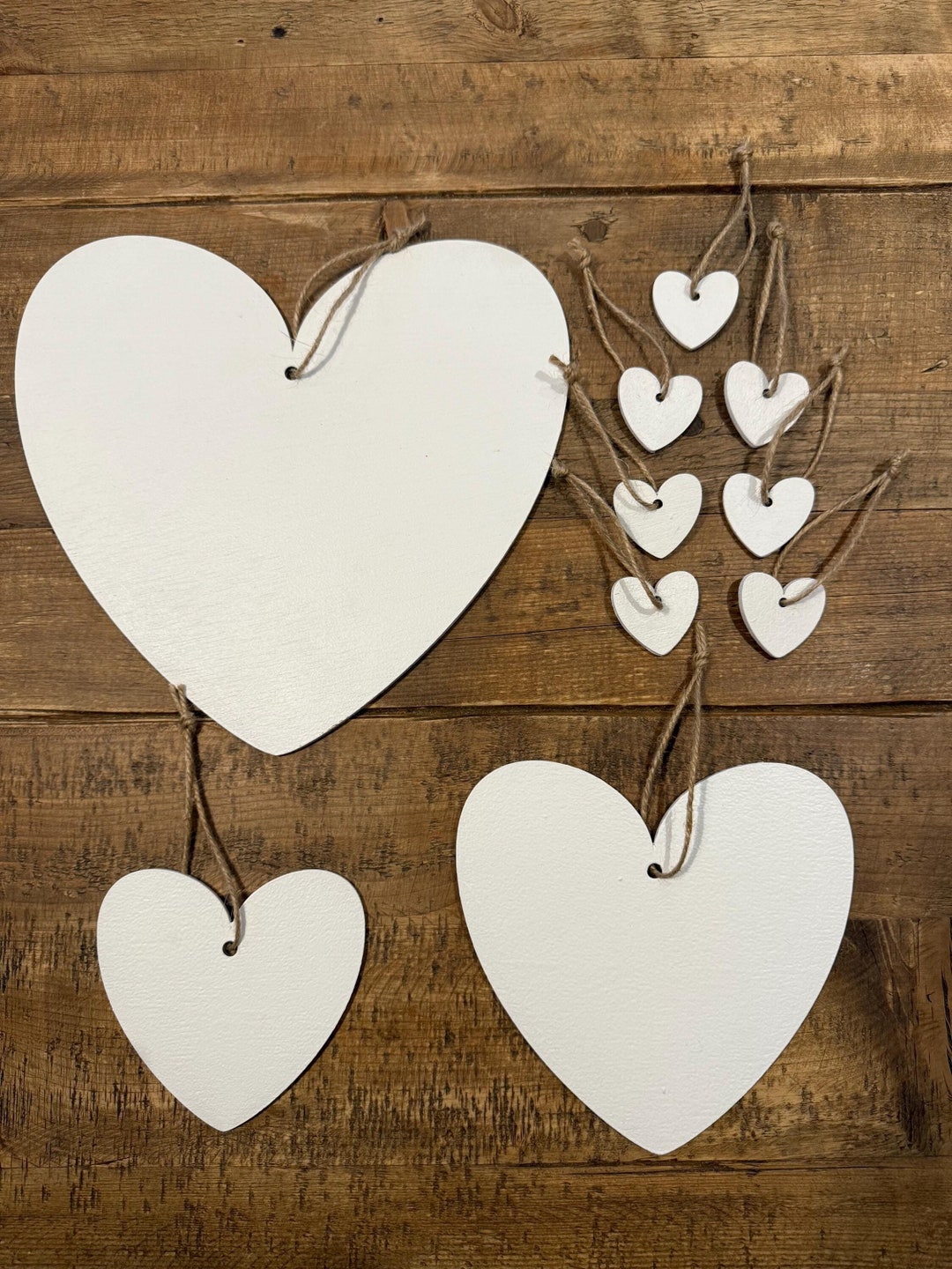 10 White Wooden Hearts in Various Sizes, Weddings, Valentines Day ...