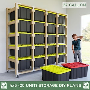 27 Gallon Tote Storage Rack Plans, DIY Garage Shelf (Digital Download)