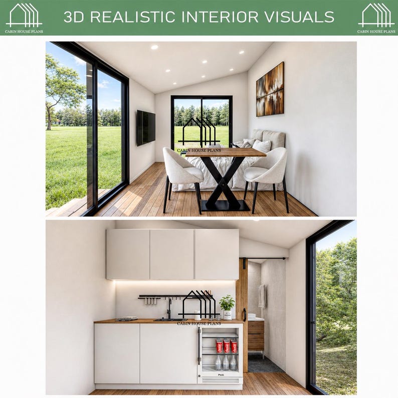Tiny House Plans 10 x 20, Cabin House Plans, Small House Plans, Tiny Cabin DIY Plans, Cottage House Adu Plans, Prefab Tiny Home Plans image 8