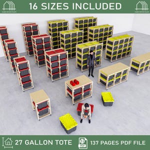 DIY 27 Gallon Tote Storage Rack Plans, Garage Storage (PDF Pattern)