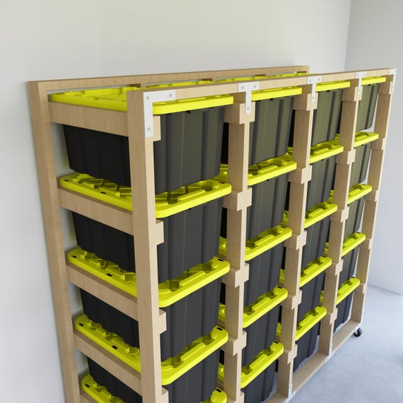 27 Gallon Tote Storage Rack Plans, DIY Garage Shelf (digital