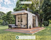 10'x20' Tiny House Plans, 200 SQFT Small House Plan, Cabin DIY, Cottage Blueprints