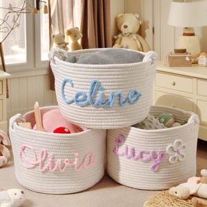 Personalisierter Babykorb | Seil Baumwolle Baby Geschenkkorb | Baby-Geschenk-Korb | Neugeborenen Geschenk | Spielzeug Organizer