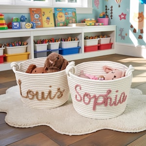 Personalisierter Babykorb | Seil Baumwolle Baby Geschenkkorb | Baby-Geschenk-Korb | Neugeborenen Geschenk | Spielzeug Organizer | Geschenk