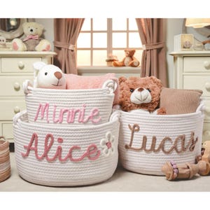 Personalisierter Babykorb | Seil Baumwolle Baby Geschenkkorb | Baby-Geschenk-Korb | Neugeborenen Geschenk | Spielzeug Organizer