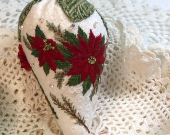 Sachet, Strawberry Sachet, Holiday Poinsettia Sachet, December Sachet, Needlework Sachet, Brynwood Poinsettia Sachet, Christmas Sachet