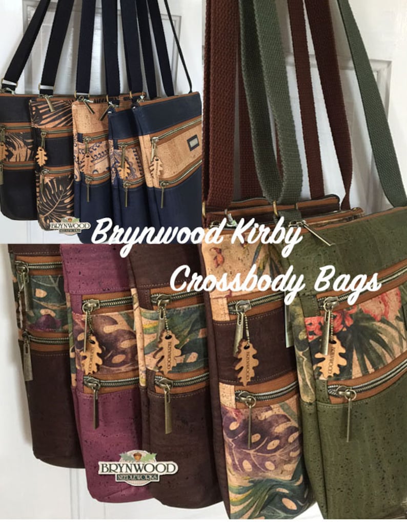 Crossbody Bag, Cork Crossbody Bag, Three Zipper Crossbody Bag, Triple Zip Cork Handbag Bild 1