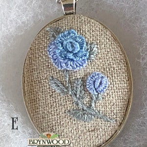 Embroidered Flower Necklace, Embroidered Floral Pendant, Embroidered Floral Necklace, Embroidered Rose Necklace, Flower Necklace image 8