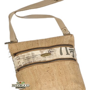 Crossbody Bag, Cork Crossbody Bag, Three Zipper Crossbody Bag image 1