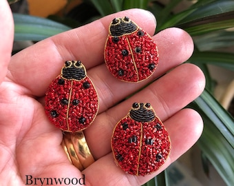 Ladybug Brooch, Ladybug Pin, Goldwork Ladybug, Ladybird Brooch, Goldwork Brooch