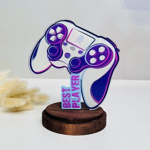 ゲームナイトトロフィー賞、パーソナライズされたゲーマートロフィー、アクリル記念プレート、ゲーマーへのカスタムギフト、ゲームイベントトロフィー、ゲーマー誕生日ギフト