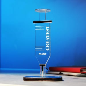 Custom award for nurse, Personalized acrylic medicine trophy, First job gift acrylic syringe trophy