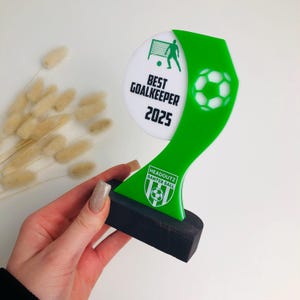 Football trophy award, Acrylic soccer trophy, Custom sport award stand, Bright unique soccer best team prize, Memento plaque