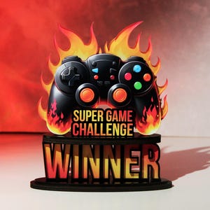 ゲームトロフィー、ゲーマーの誕生日プレゼント、カスタムゲームナイトトロフィー賞、パーソナライズされたゲーマートロフィー、アクリル記念品プレート、ゲーマーへのギフト