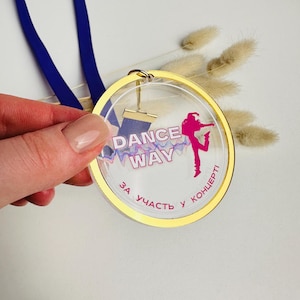 Dance Acrylic Medal, Custom Design, Sport medal, Clear Acrylic Set of Medals, Appreciation Award Gift, Personalized Badge with Logo