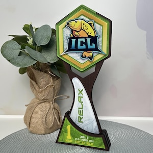 Fishing trophy award, Personalised acrylic plaque with base, Personalized award, Custom unique trophy for fisherman
