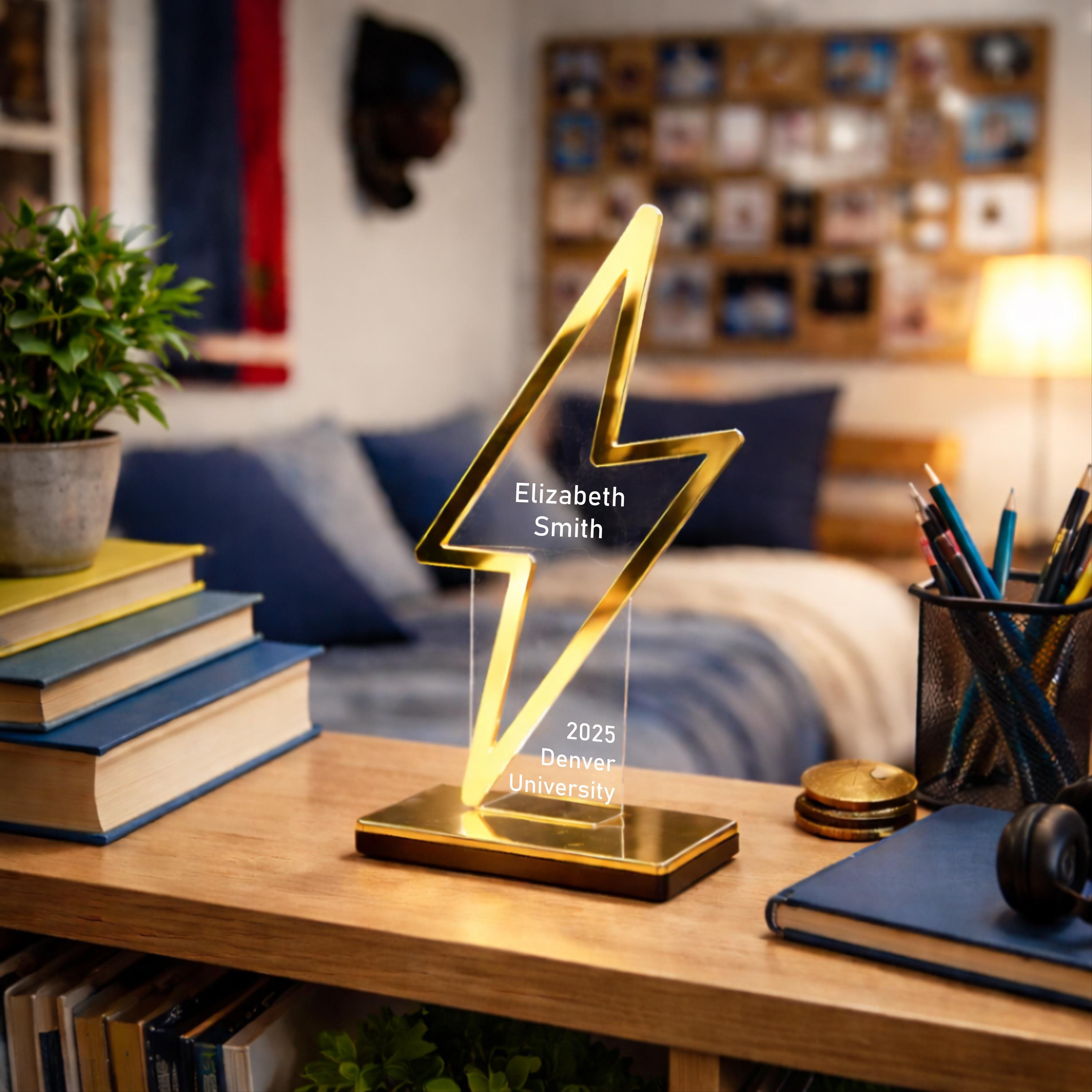 Desk Model Lightning Personalized Lightning Bolt Trophy, Custom Acrylic Graduation Award ...