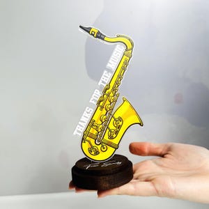 Trophy award saxophone, Personalized music trophy gift for musician, Custom trophy, Music teacher gift, Talent award, Acrylic trophy plaque