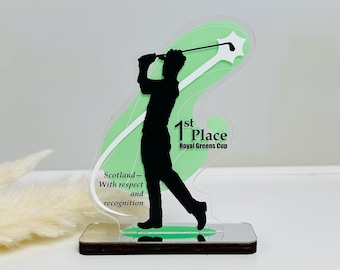 Trofeo de golf personalizado: premio de golf de acrílico personalizado para torneos, jugadores o entrenadores; galardón deportivo único grabado; regalo para el ganador de la competición.