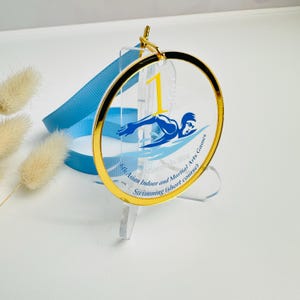 Swimming medal award, Acrylic medals, Custom design, Personalized medals set with logo, Sports medals set of 3