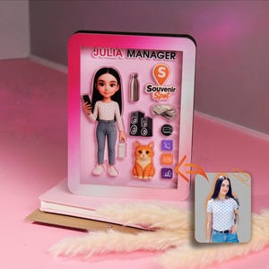 Personalized 3D Avatar Frame, Corporate Award, Custom Work Desk Sign, Coworker Appreciation Present, Christmas Gift for Manager or Team