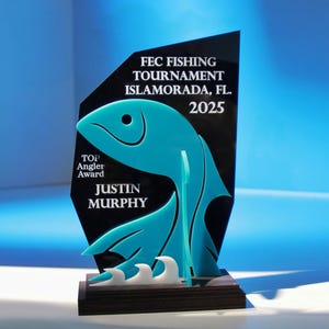 Fishing trophy, Acrylic fishing competition trophy award, Custom fish trophy plaque, Personalized award, Unique fisherman prize