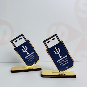IT Award, Acrylic Tech Trophy, Personalized Computer Science Teacher Gift, Custom Engraved Plaque, Office Desk Decor