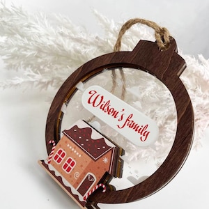 Wooden Christmas ornament Personalized round acrylic Christmas tree decoration Custom family ornament Christmas gift idea