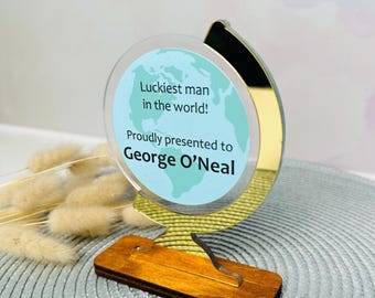 Premio Globo Trofeo Globo terráqueo acrílico Regalo personalizado para amigo Regalo para esposo Premio Mapa del mundo Trofeo de reconocimiento a empleados corporativos