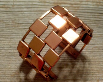 Renoir Cuff Bracelet, Vintage RENOIR Copper Cuff, Vintage Copper Bracelet, Bold Modernist Geometric Wide Cuff Bracelet, The Copper Cat