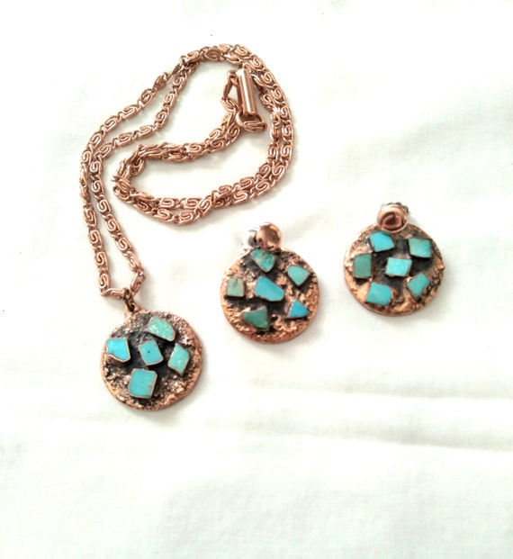 Vintage BELL Trading Post Solid Copper Turquoise … - image 3