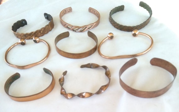 Vintage Copper Cuff Bracelet Lot of 9, Unisex & W… - image 3