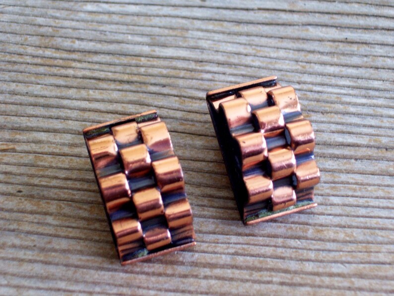 Renoir Basketweave Copper Earrings, Vintage RENOIR Copper Clip Earrings, Renoir Copper, Mid Century Copper Jewelry image 9