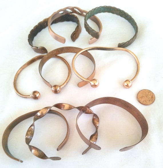 Vintage Copper Cuff Bracelet Lot of 9, Unisex & W… - image 2