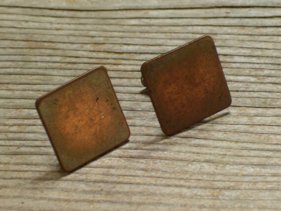 Rebajes Earrings, Vintage Copper Modernist Earrin… - image 1