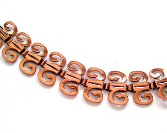 Renoir Link Bracelet, Rare Vintage RENOIR Copper Modernist Swirl Link Bracelet, Modernist Copper Bracelet, Renoir Jewelry