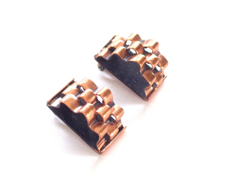 Renoir Basketweave Copper Earrings, Vintage RENOIR Copper Clip Earrings, Renoir Copper, Mid Century Copper Jewelry image 6