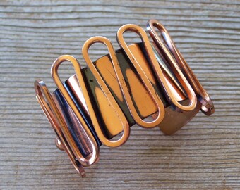 Renoir Bracelet, Modernist Cuff, Vintage RENOIR Copper RONDELE Modernist Wide Cuff Bracelet, Copper Bracelet, Copper Cuff