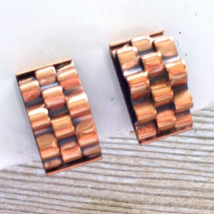 Renoir Basketweave Copper Earrings, Vintage RENOIR Copper Clip Earrings, Renoir Copper, Mid Century Copper Jewelry image 7