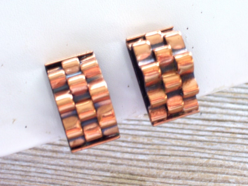 Renoir Basketweave Copper Earrings, Vintage RENOIR Copper Clip Earrings, Renoir Copper, Mid Century Copper Jewelry image 7