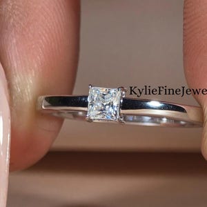 Solitaire Diamond Ring Princess Cut Diamond Ring Square Diamond Ring Princess Lab Grown Diamond Engagement Ring Anniversary Gifts for Her.
