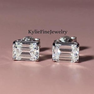 Emerald Cut Lab Grown Diamond Martini Stud Earrings, Eco-Friendly Diamond Earrings, Elegant Studs, Fine Jewelry Gift Earrings Womens Jewelry