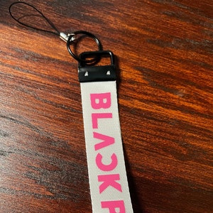 K-pop Light Stick Wristlet Lanyard - Black Pink - White and Pink