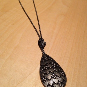 Dragon Scale Tear Drop Pewter Necklace