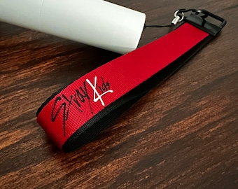 K-pop Light Stick Wristlet Lanyard - Stray Kids- Red/Black - Double
