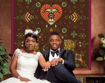 Cloth Chuppah Wedding Canopy Wall Hanging Boho Veve Sigils Caribbean African colors
