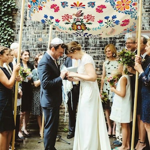 Artisan Wedding Chuppah Canopy – Personalized Fabric Chuppah – 9 Signature Designs image 6