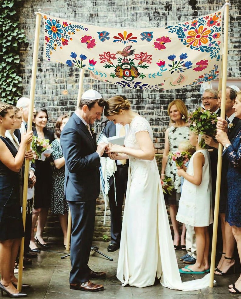 Artisan Wedding Chuppah Canopy – Personalized Fabric Chuppah – 9 Signature Designs image 6